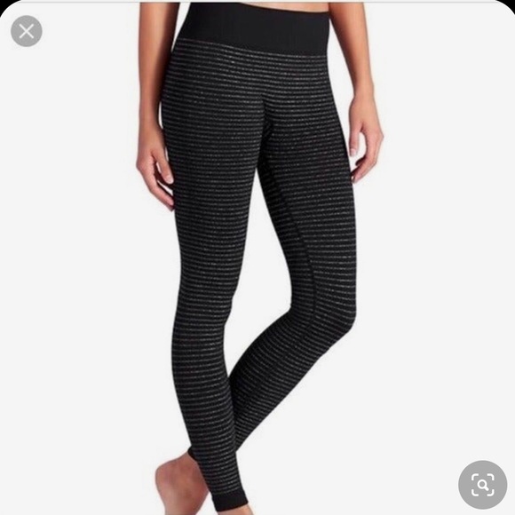 ❗️SOLD❗️Athleta Shimmer Striped Leggings Black XS - Picture 2 of 3